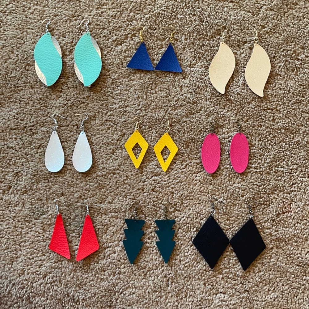 Faux leather earrings $25 for all 9 pair